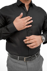 Black Textured Formal Cotton Shirt